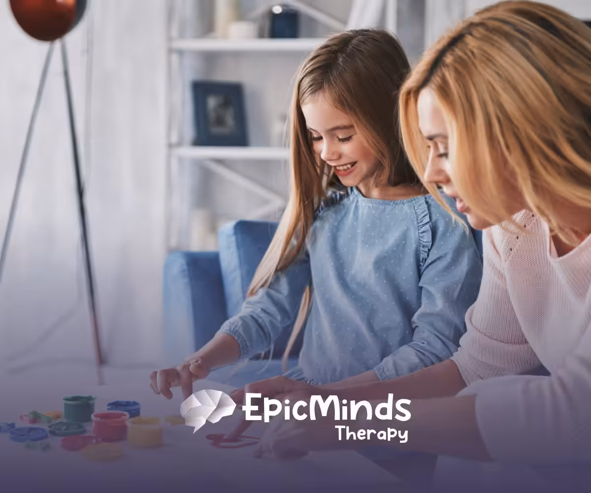 A 7-year-old girl with her RBT during ABA therapy