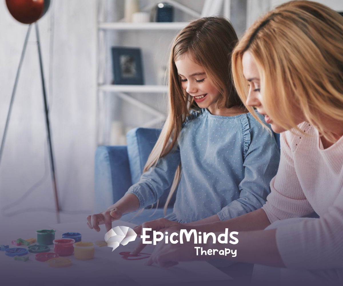 A 7-year-old girl with her RBT during ABA therapy